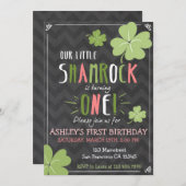St. Patrick's Day 4 Leaf Clover Birthday Invite Kaart (Voorkant / Achterkant)
