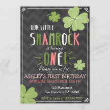 St. Patrick's Day 4 Leaf Clover Birthday Invite