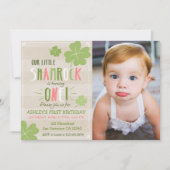 St. Patrick's Day 4 Leaf Clover Birthday Invite Kaart (Voorkant)