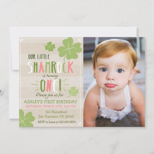 St. Patrick's Day 4 Leaf Clover Birthday Invite Kaart (Voorkant)