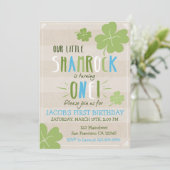 St. Patrick's Day 4 Leaf Clover Birthday Invite Kaart (Staand voorkant)