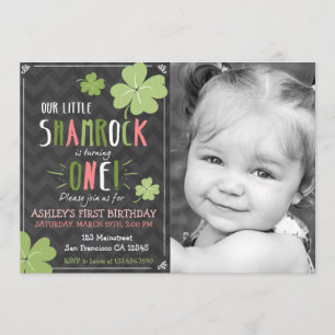 St. Patrick's Day 4 Leaf Clover Birthday Invite Kaart