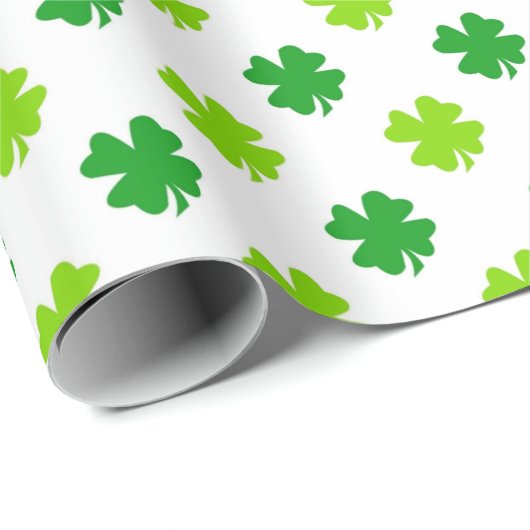 St. Patrick's Day 4 Leaf Clover Lucky Shamrock Cadeaupapier (Rol Hoek)