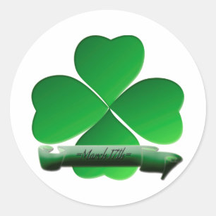 St Patrick's Day 4 Leaf Clover Ronde Sticker