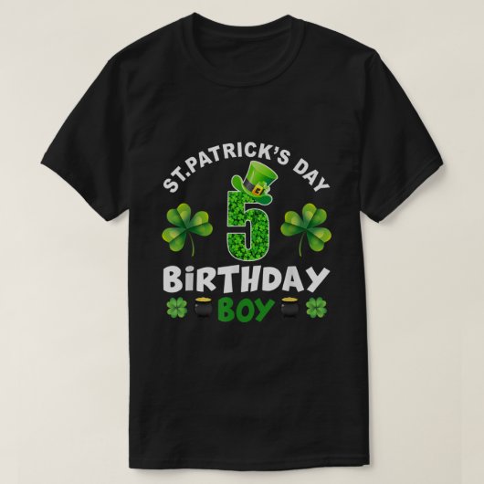 St Patricks Day 5 Years Old Birthday Boy 5th Birth T-shirt (Design voorkant)