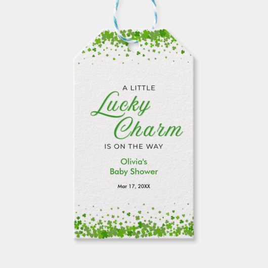 St Patrick's Day A Little Lucky Charm Baby Shower  Cadeaulabel (Voorkant)