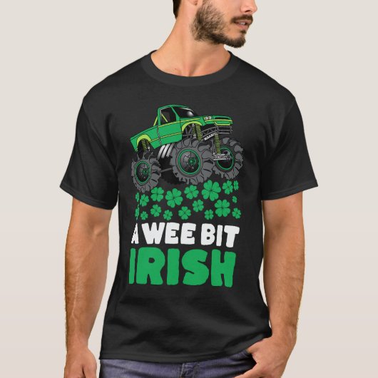 St Patricks Day A Wee Bit Irish Monster Truck T-shirt (Voorkant)