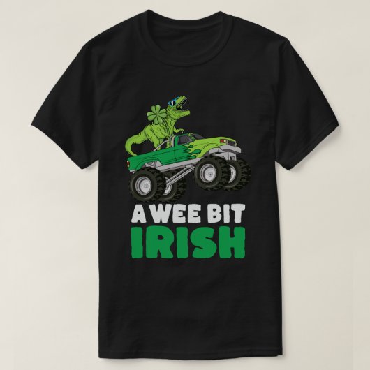 St Patricks Day A Wee Bit Irish TRex Monster Truck T-shirt (Design voorkant)