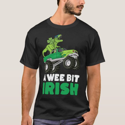 St Patricks Day A Wee Bit Irish TRex Monster Truck T-shirt (Voorkant)