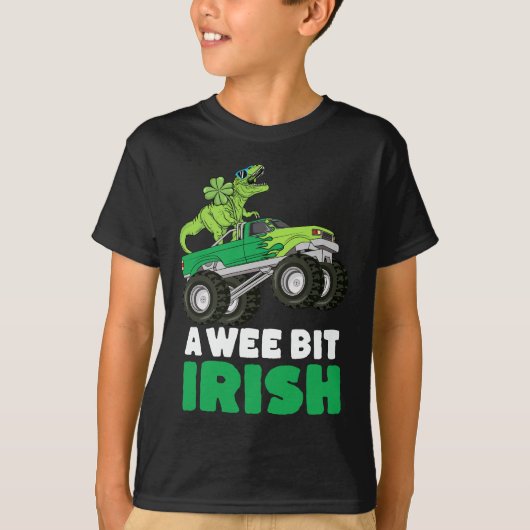 St Patricks Day A Wee Bit Irish TRex Monster Truck T-shirt (Voorkant)