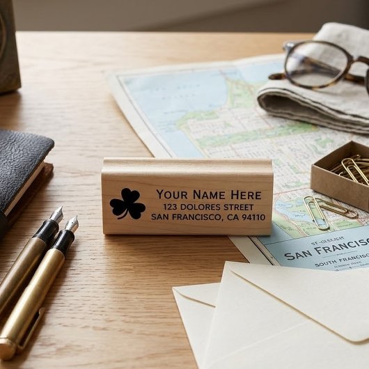 St. Patrick's Day Aangepaste Naam & Adres Klaver Rubberstempel