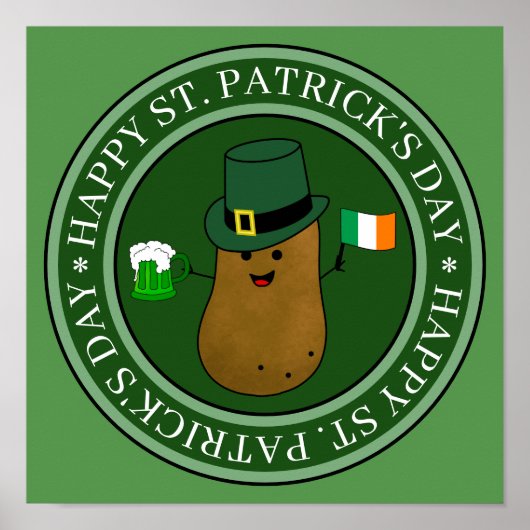 St. Patrick's Day Aardappel Met Een Hoed Poster (Voorkant)