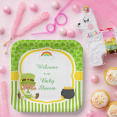 St Patrick's Day African American Boy Baby shower Papieren Bordje (Feest)
