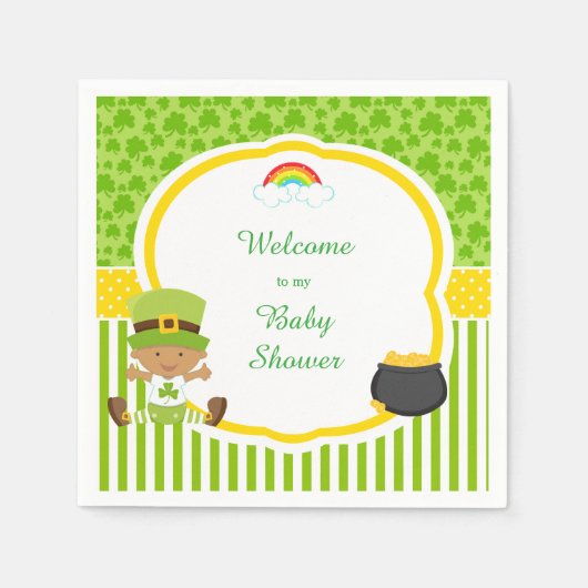 St Patrick's Day African American Boy Baby shower Servet (Voorkant)