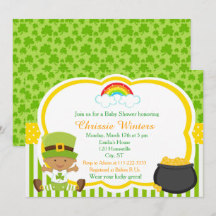 St Patrick's Day Afro-Amerikaans Baby shower Kaart