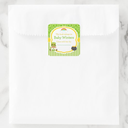 St Patrick's Day Afro-Amerikaans Meisje Baby showe Vierkante Sticker (Tas)