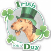 St. Patrick's Day Airedale Vinyl Sticker (Voorkant)