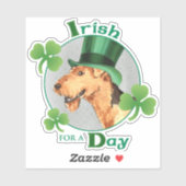 St. Patrick's Day Airedale Vinyl Sticker (Vel)