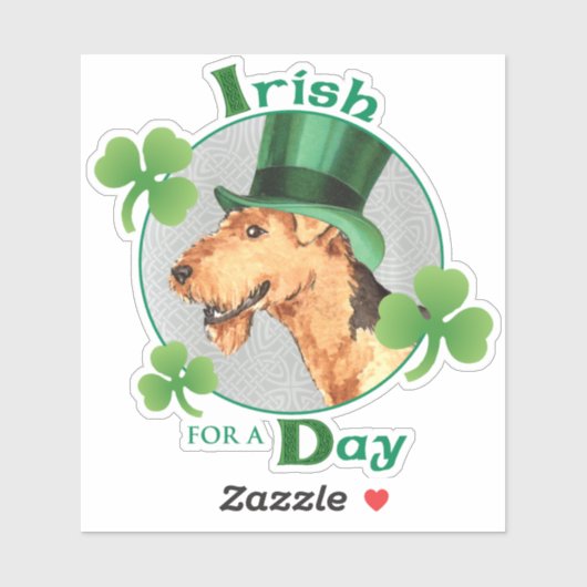 St. Patrick's Day Airedale Vinyl Sticker (Vel)