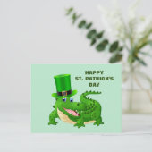 St. Patrick's Day Alligator Feestdagenkaart (Staand voorkant)