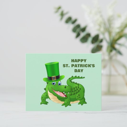 St. Patrick's Day Alligator Feestdagenkaart (Staand voorkant)