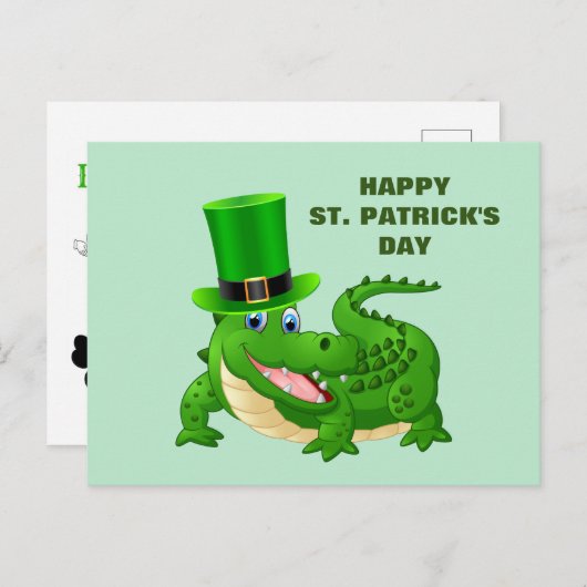 St. Patrick's Day Alligator Feestdagenkaart (Voorkant / Achterkant)