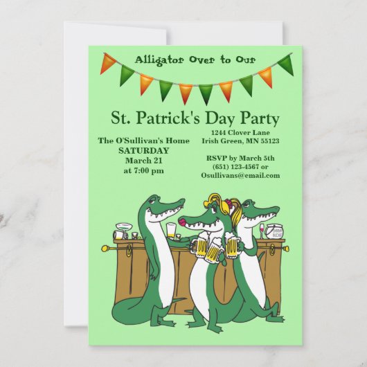St. Patrick's Day Alligator naar ons feest Kaart (Voorkant)