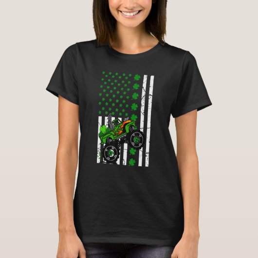 St Patrick's Day American Flag Monster Truck for B T-shirt (Voorkant)