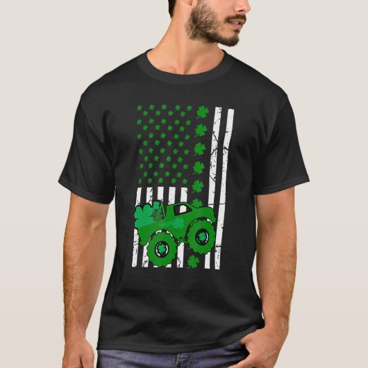 St Patrick's Day American Flag Monster Truck for B T-shirt (Voorkant)