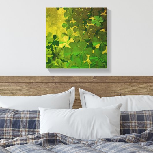 St. Patrick's Day and Good Luck , vierleaf klave Canvas Afdruk (Insitu (Slaapkamer))