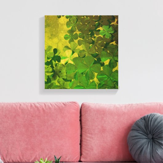 St. Patrick's Day and Good Luck , vierleaf klave Canvas Afdruk (Insitu (Woonkamer))