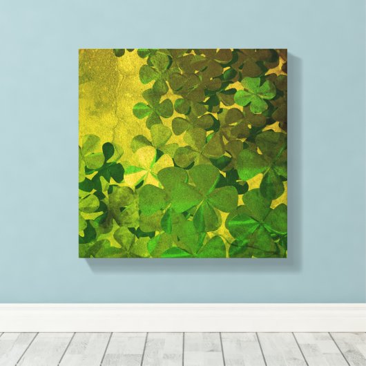 St. Patrick's Day and Good Luck , vierleaf klave Canvas Afdruk (Insitu (Houten vloer))