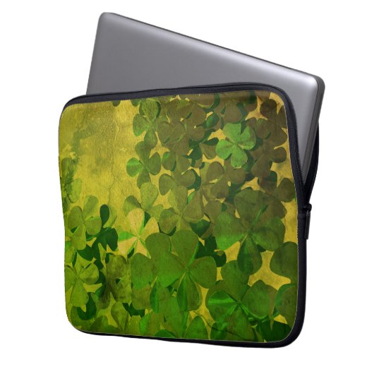 St. Patrick's Day and Good Luck , vierleaf klave Laptop Sleeve (Voorkant Links)