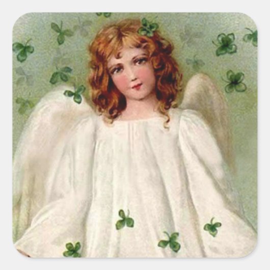 St. Patrick's Day Angel en Shamrocks op Sticker (Voorkant)