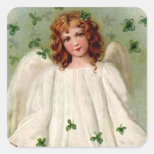 St. Patrick's Day Angel en Shamrocks op Sticker