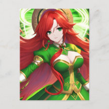 St. Patricks Day Anime Woman Briefkaart
