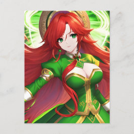 St. Patricks Day Anime Woman Briefkaart