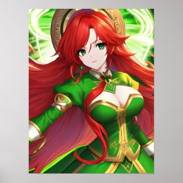 St. Patricks Day Anime Woman Poster