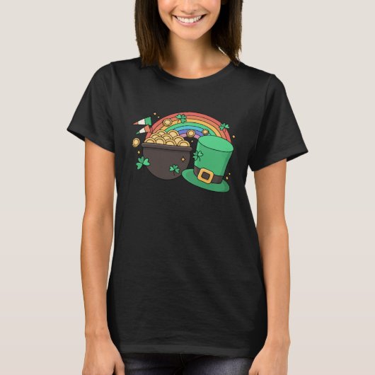 St Patricks Day Apparel leprechaun Pot of Gold rai T-shirt (Voorkant)