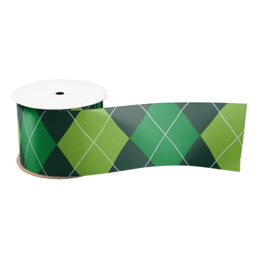 St. Patrick's Day Argyle Satijnen Lint (Spoel)