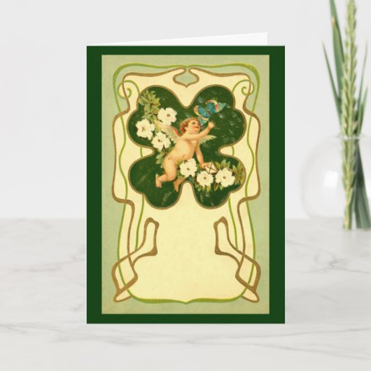 St. Patrick's Day Art Nouveau Angel Kaart (Voorkant)