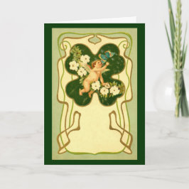 St. Patrick's Day Art Nouveau Angel Kaart