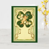 St. Patrick's Day Art Nouveau Angel Kaart (Gele Bloem)