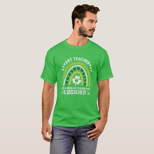 St Patrick's Day Art Teacher Funny Rainbow Shamroc T-shirt (Voorkant volledig)