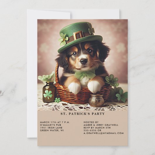 St Patrick's Day Australische Herder Puppy Kaart (Voorkant)