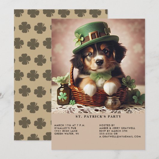 St Patrick's Day Australische Herder Puppy Kaart (Voorkant / Achterkant)