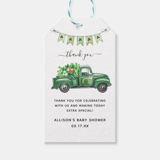St. Patrick's Day Baby shower Dank je wel Cadeaulabel (Voorkant)