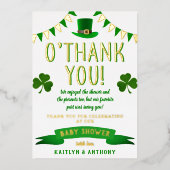 St. Patrick's Day Baby shower Dank je wel Folie Uitnodiging (Voorkant)