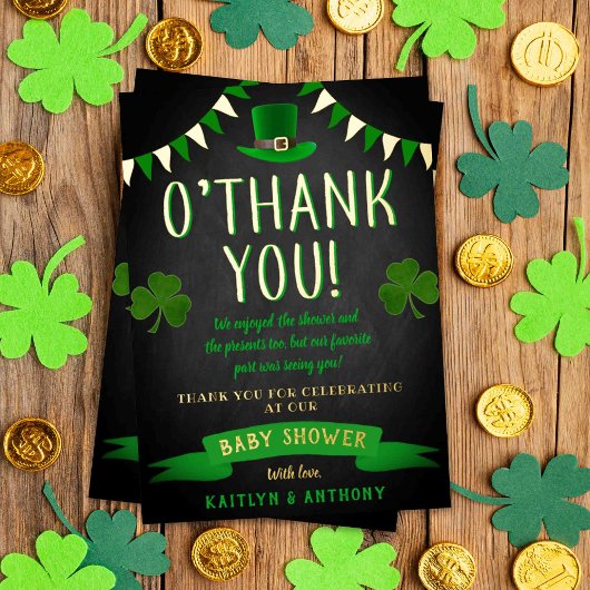 St. Patrick's Day Baby shower Dank je wel Folie Uitnodiging