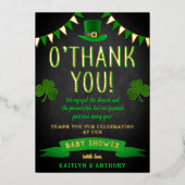 St. Patrick's Day Baby shower Dank je wel Folie Uitnodiging (Voorkant)